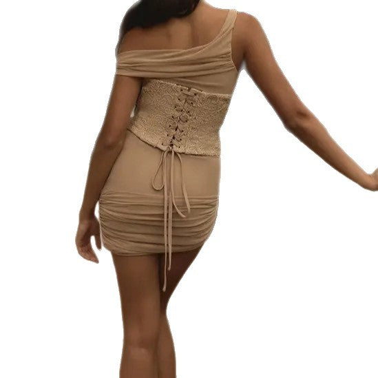 Women Sexy Mini Dress with Asymmetrical Cut and Sophisticated Details StylebySassy
