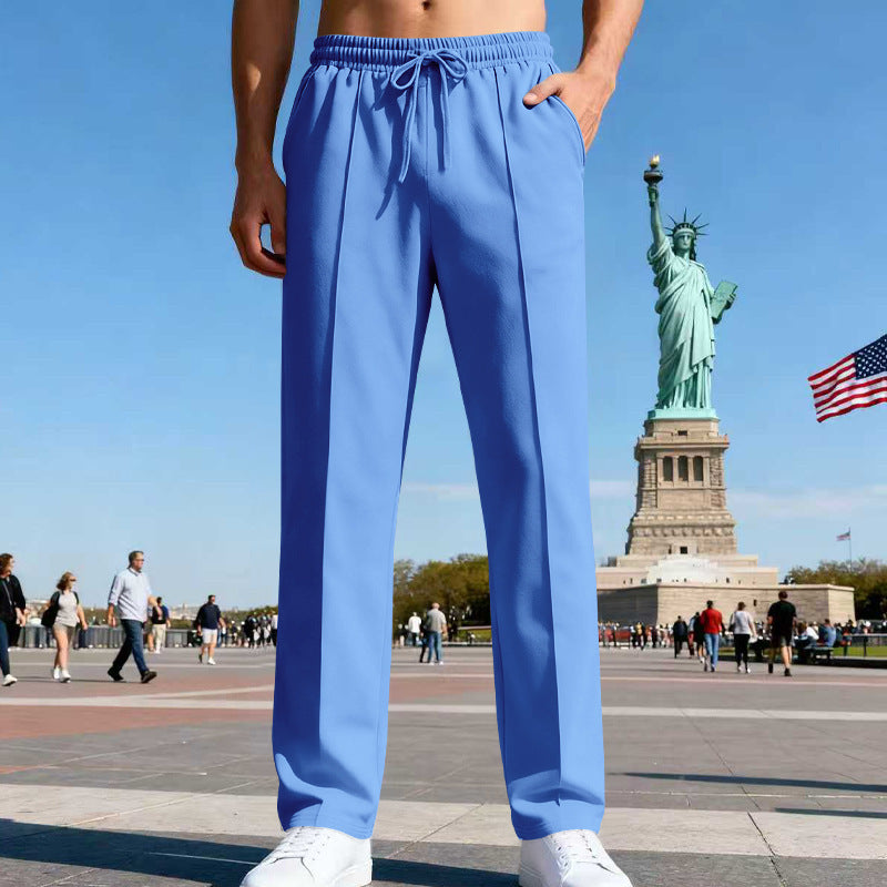 Men's elegant sweatpants with crease straight leg and drawstring StylebySassy