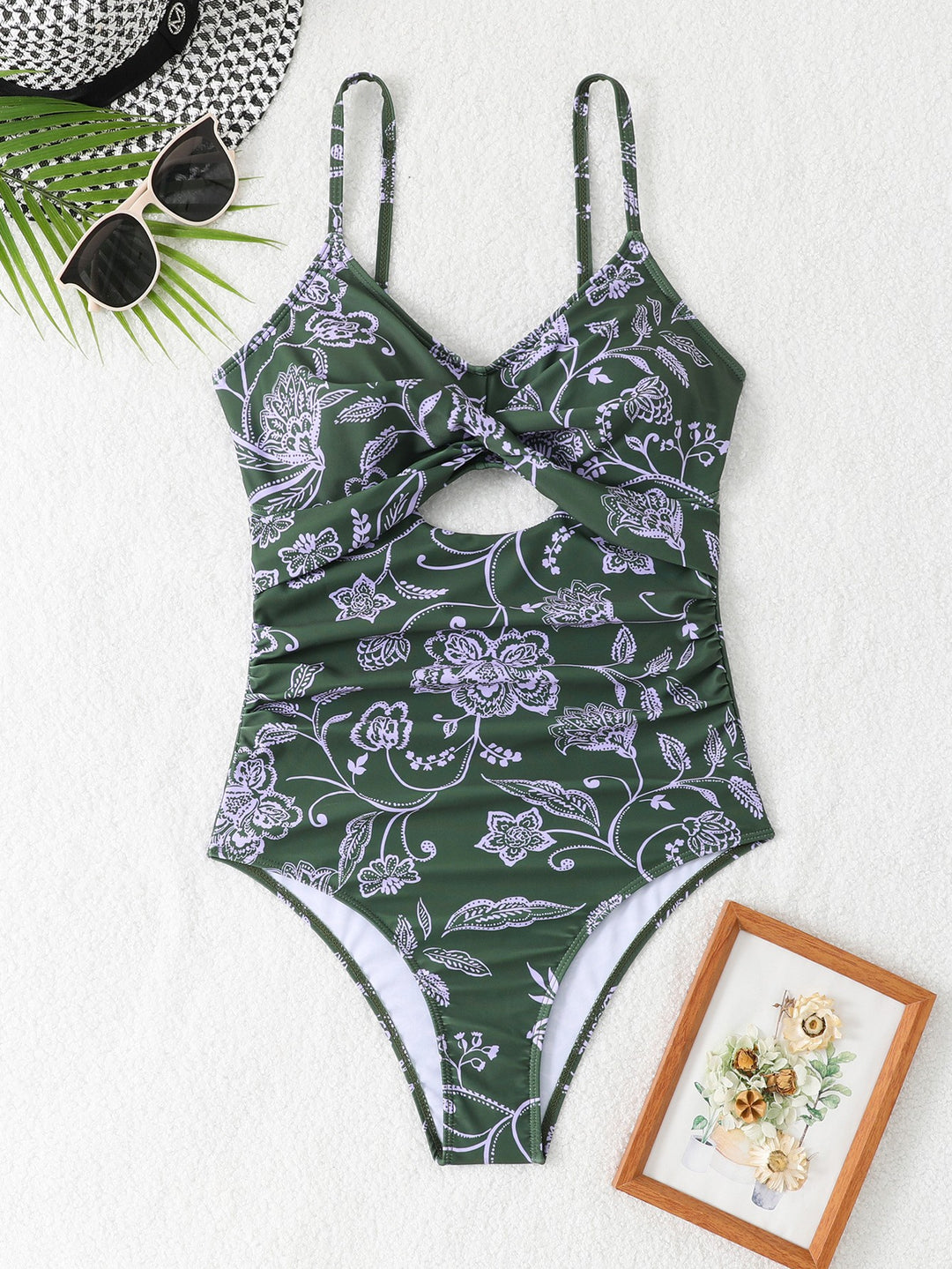 Women One-Piece Swimsuit with Floral Cut-Outs StylebySassy