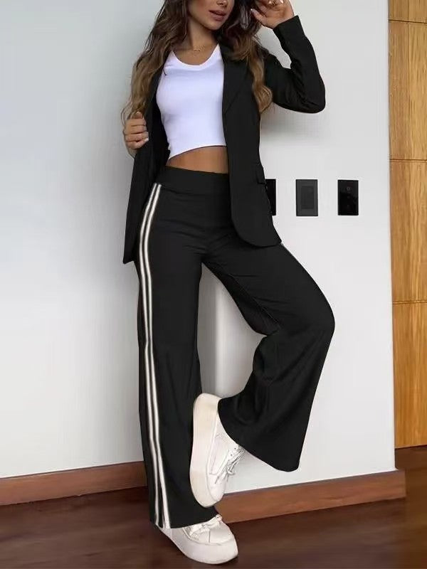 Ladies nan sporty-elegant two-piece blazer set with fitted blazer and wide jogging pants cut with side stripes StylebySassy