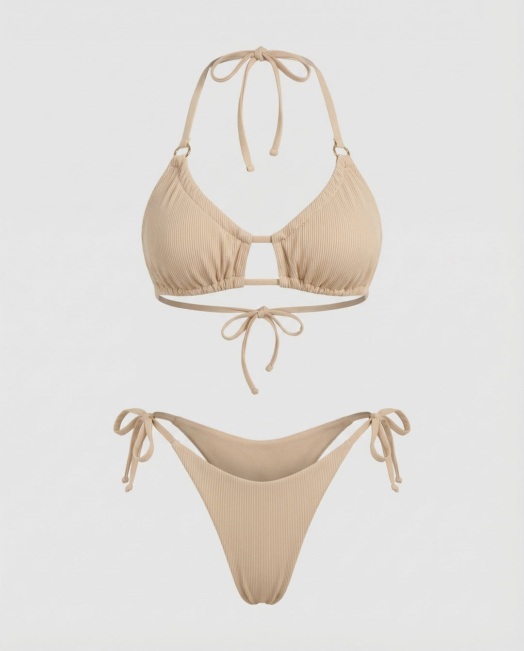Women Ruched Triangle Bikini Decorative Bridge