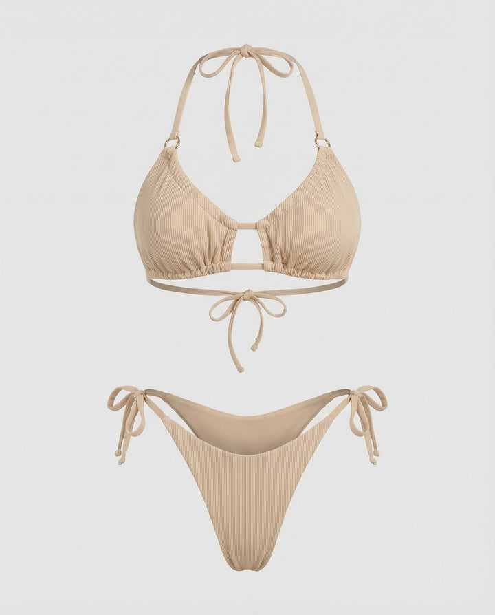 Women's Ruffled Triangle Bikini Decorative Bridge
