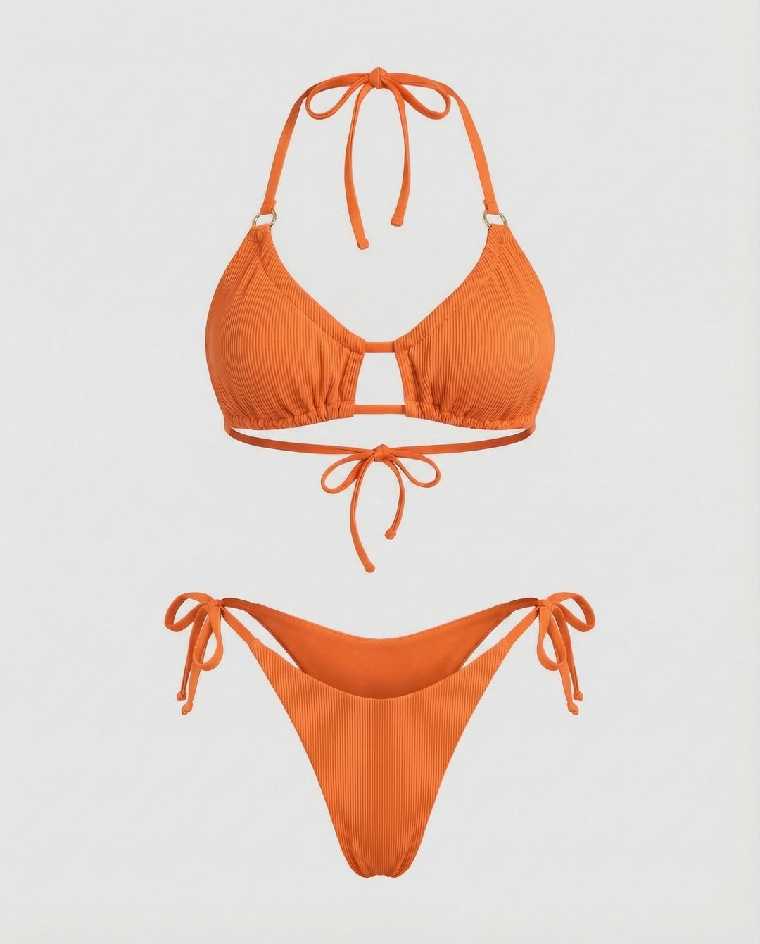 Women Ruched Triangle Bikini Decorative Bridge