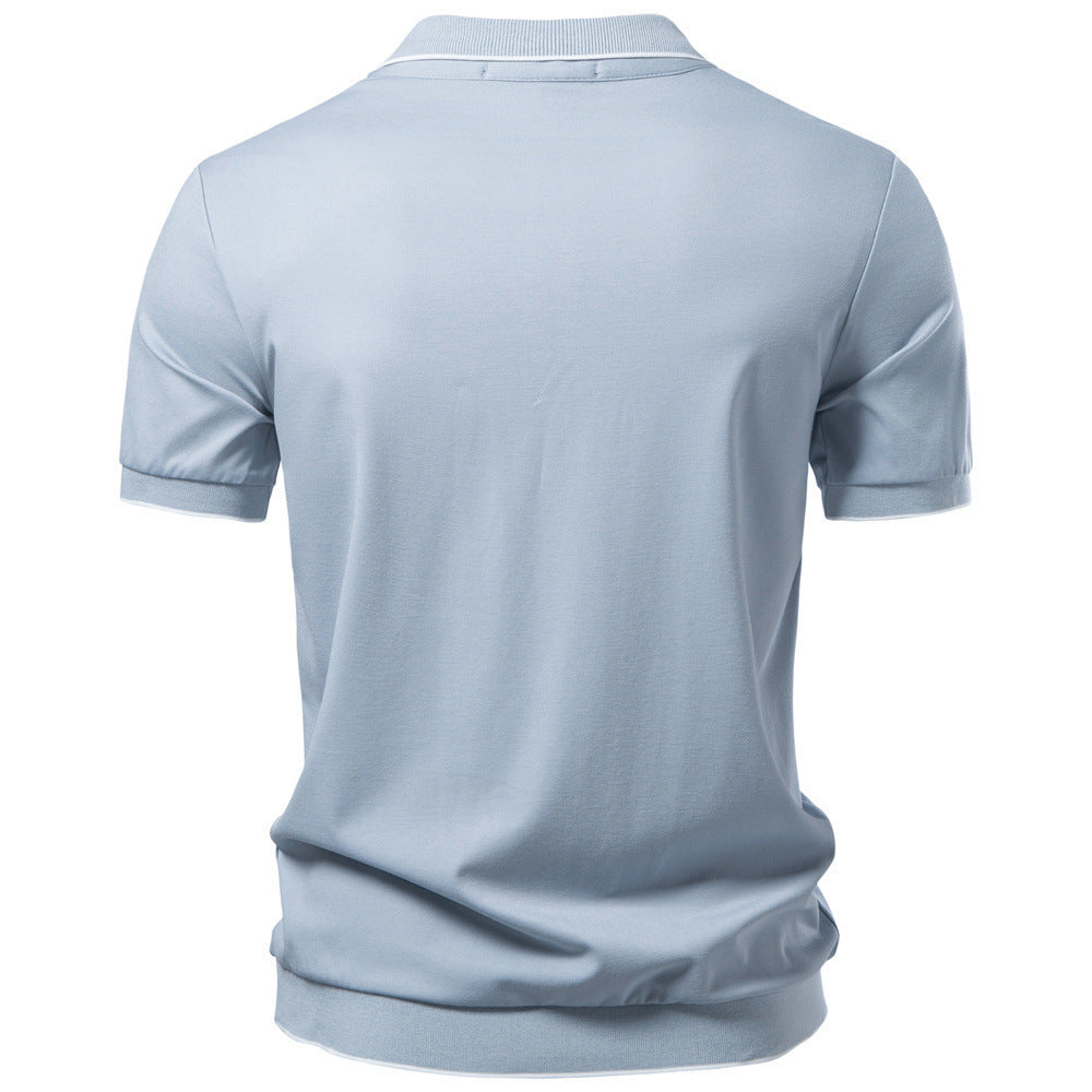 Men's breathable short-sleeved polo shirt made of cotton blend with ribbed hem StylebySassy