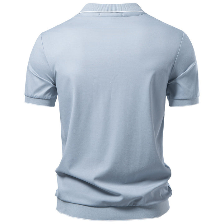 Men's breathable short-sleeved polo shirt made of cotton blend with ribbed hem StylebySassy