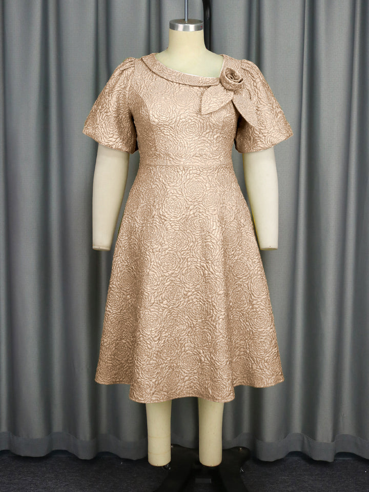 Women's Elegant Dress with Structured Flower Appliqué StylebySassy