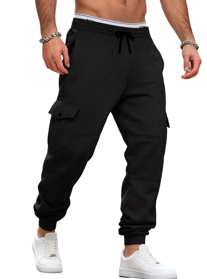 Men's casual jogging pants with cargo pockets, drawstring, and ribbed ankle hem StylebySassy