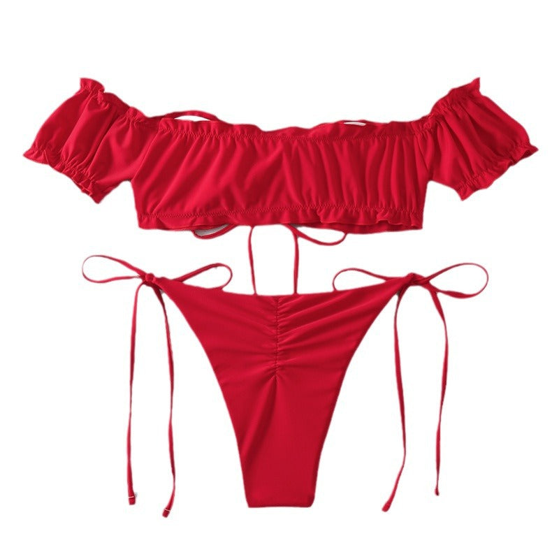 Ladies Bandeau Bikini with puff-sleeved top StylebySassy