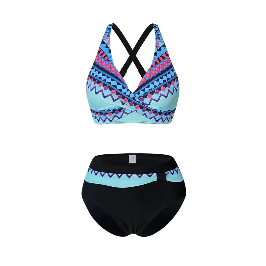 Women's sporty bikini set with trendy cut and modern graphic design StylebySassy