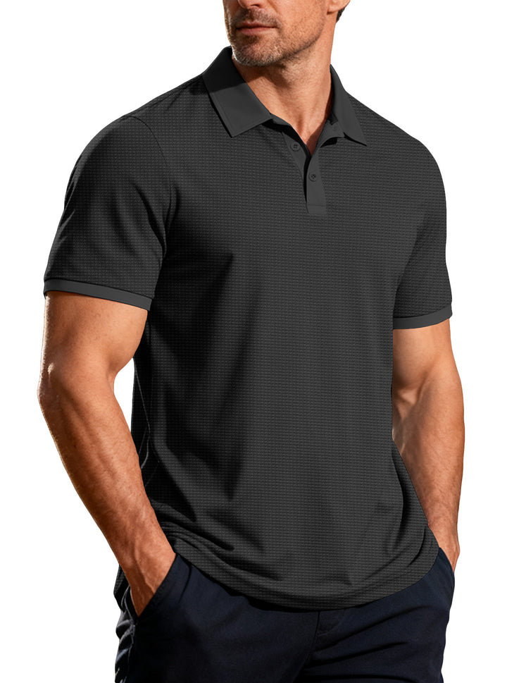 Men's structured pique short-sleeve polo shirt with shirt collar StylebySassy