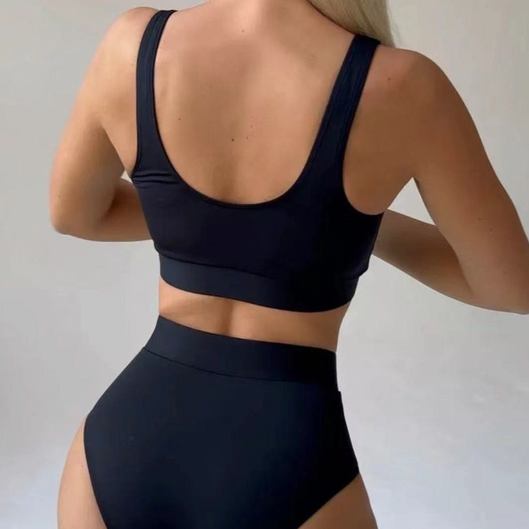 Women's Sporty Bikini Set with Lacing and High Waist StylebySassy