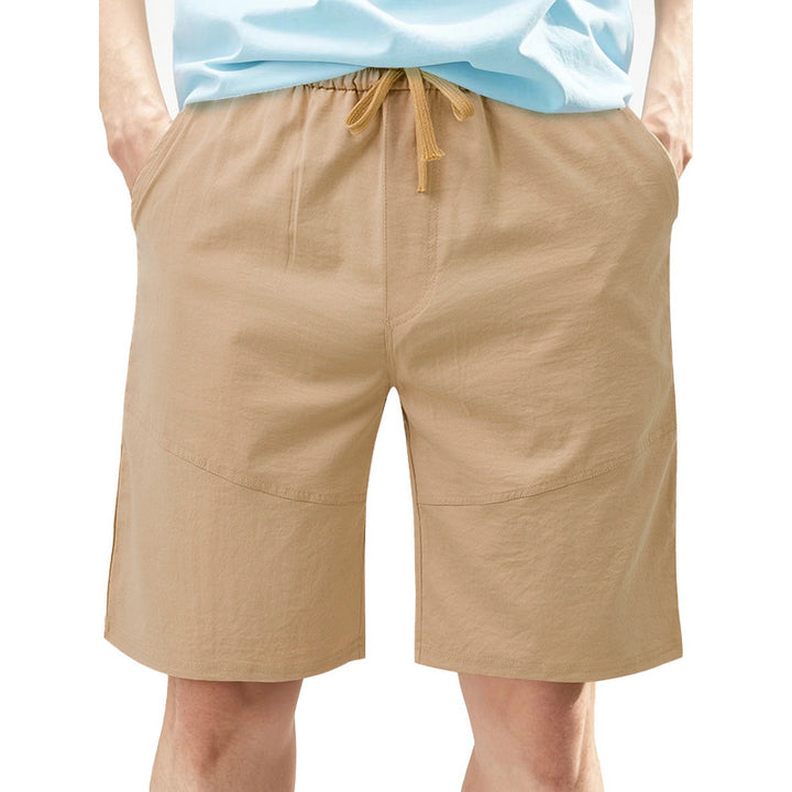 Men's knee-length linen blend shorts with elastic drawstring waistband and side pockets StylebySassy
