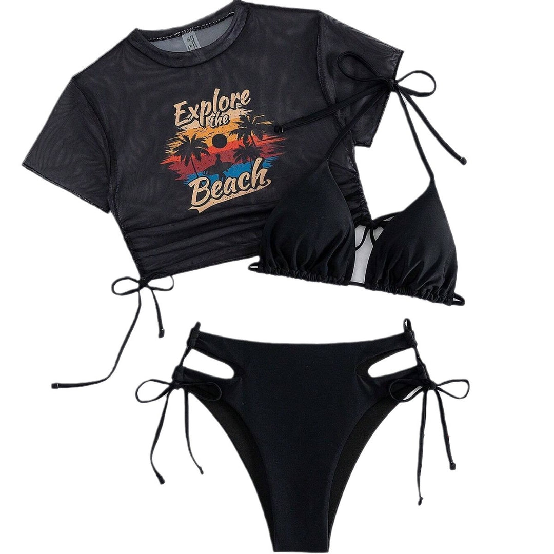 Women's Set with Crop Top and Triangle Bikini StylebySassy