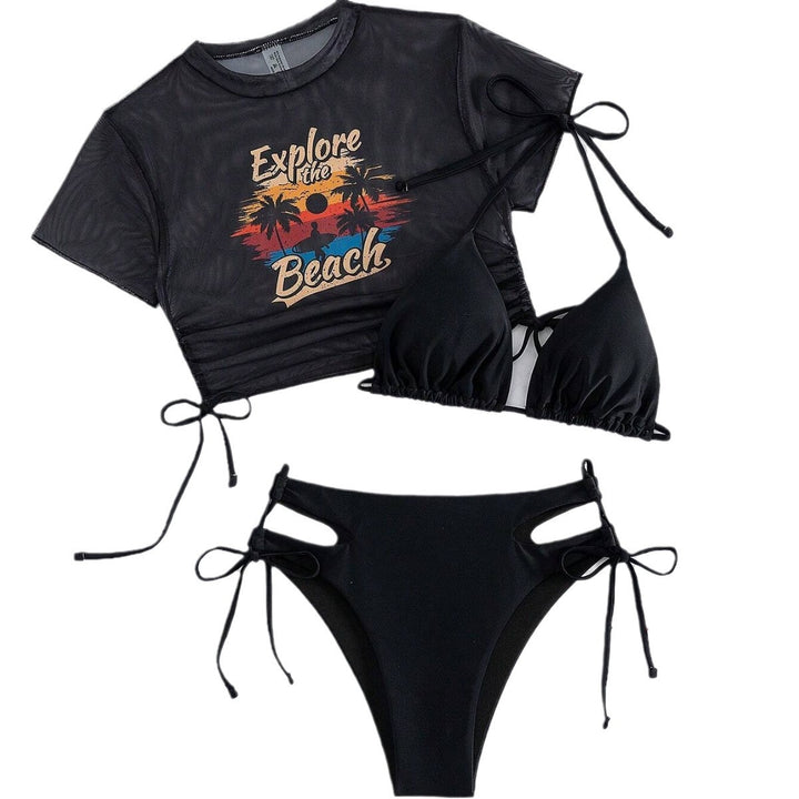 Women's Set with Crop Top and Triangle Bikini StylebySassy