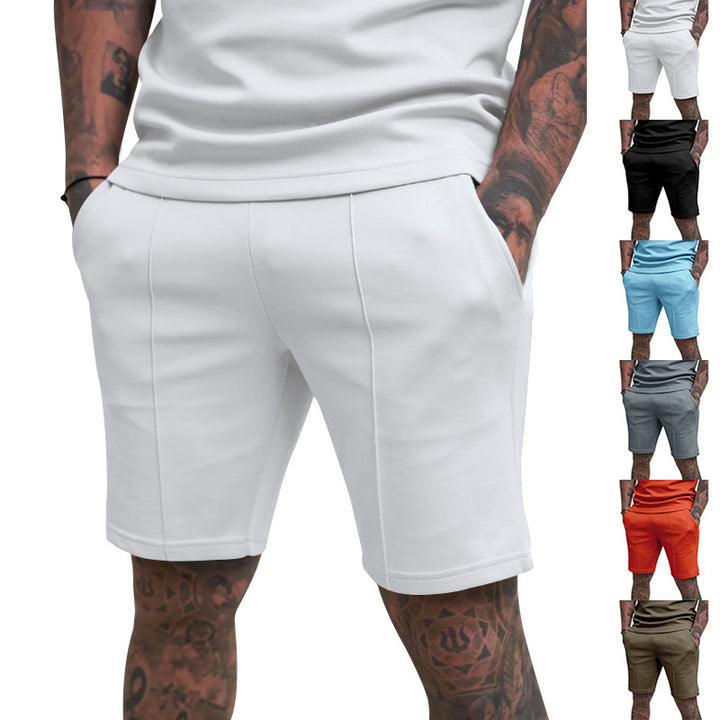 Men's short leisure pants made of cotton blend with elastic waistband and drawstring StylebySassy