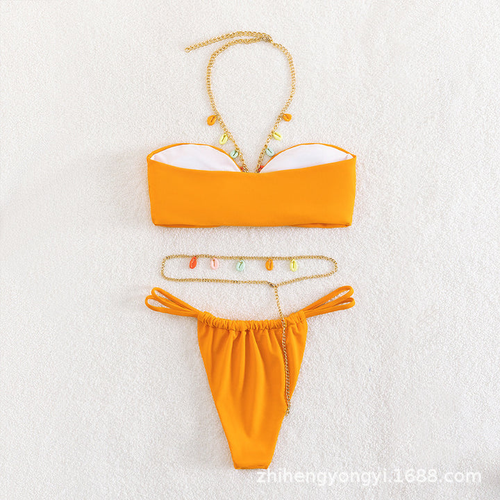 Women’s bandeau bikini with colorful chain ornament design StylebySassy