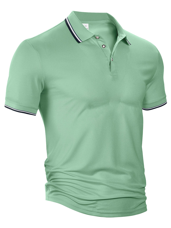 Men's classic polo shirt made of piqué with contrasting stripes at the collar StylebySassy