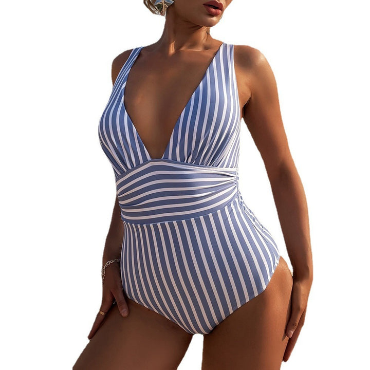 Women's One-Piece Swimsuit with Deep V-Neck and High-Cut Design StylebySassy