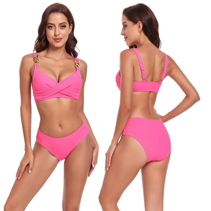 Women's bikini with crossover band design and golden accents StylebySassy
