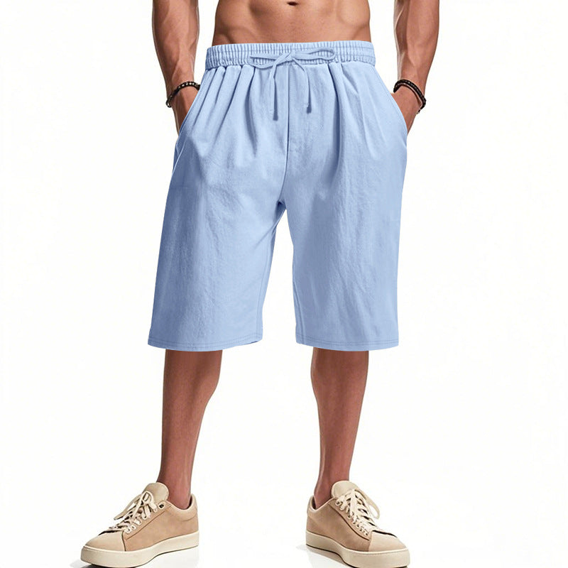 Men's casual bermuda shorts made of cotton blend with elastic waistband, drawstring, and side pockets StylebySassy