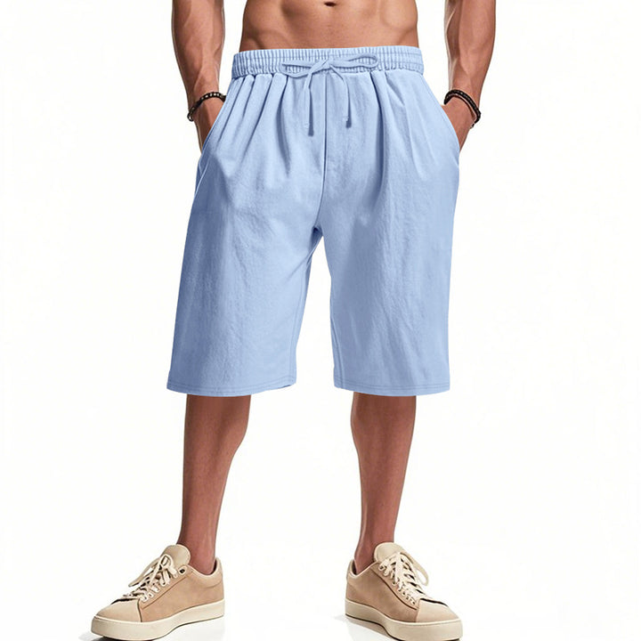 Men's casual bermuda shorts made of cotton blend with elastic waistband, drawstring, and side pockets StylebySassy