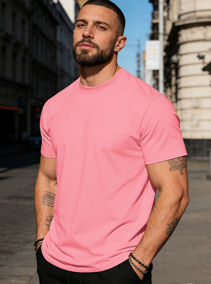 Men's body-hugging high-quality cotton shirt with round neck StylebySassy