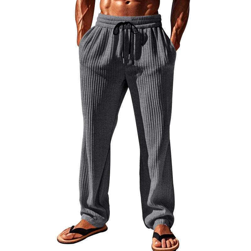 Men's ribbed comfort lounge pants with straight cut drawstring waist and deep side pockets StylebySassy