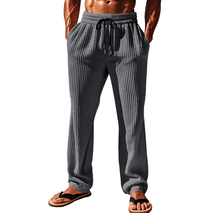 Men's ribbed comfort lounge pants with straight cut drawstring waist and deep side pockets StylebySassy