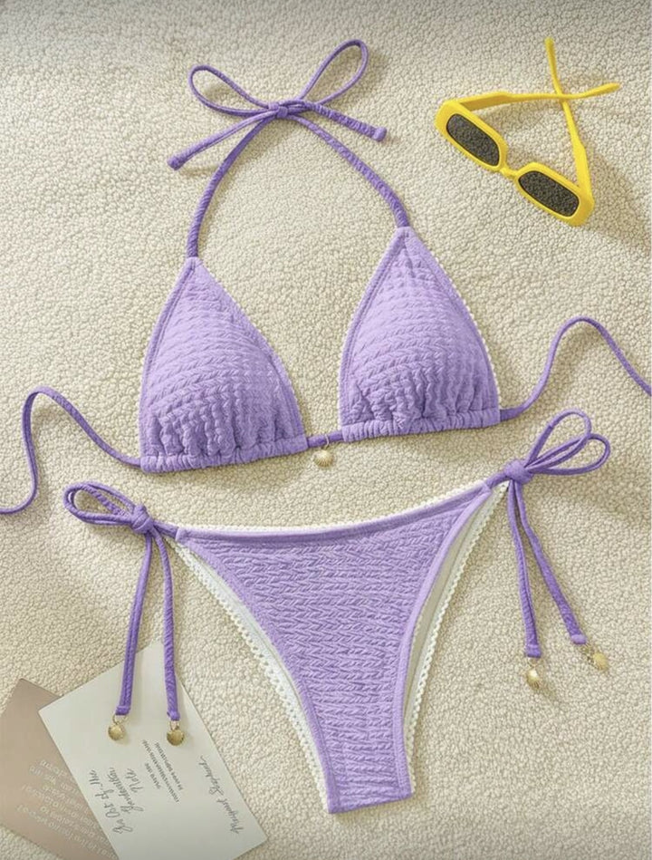 Women's Refined Triangle Bikini with Elegant Ruffle Design StylebySassy