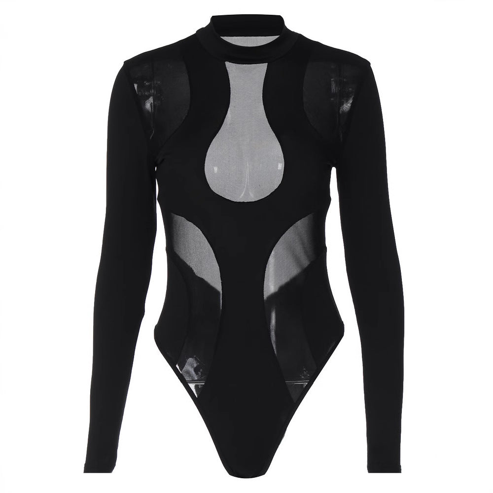 Women's long sleeve bodysuit with transparent inserts StylebySassy