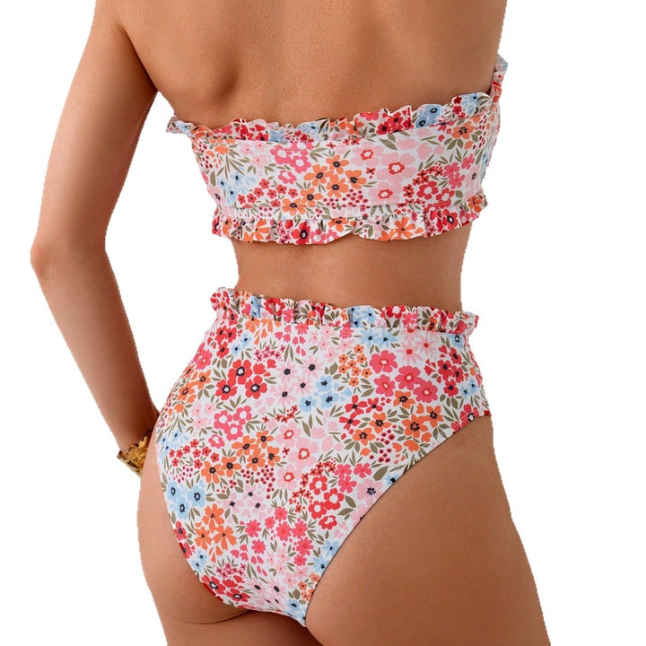 Women's Bandeau Bikini with Floral Ruffle Design StylebySassy