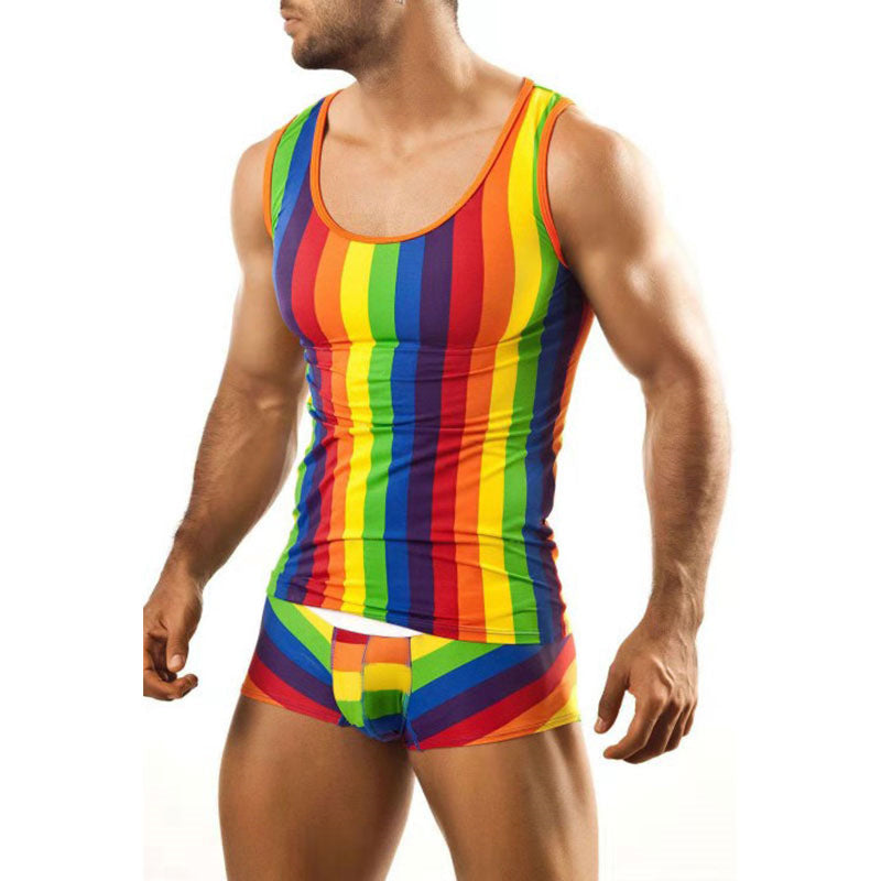 Men's tight-fitting underwear set with tank top and shaping boxer briefs made of stretch jersey StylebySassy