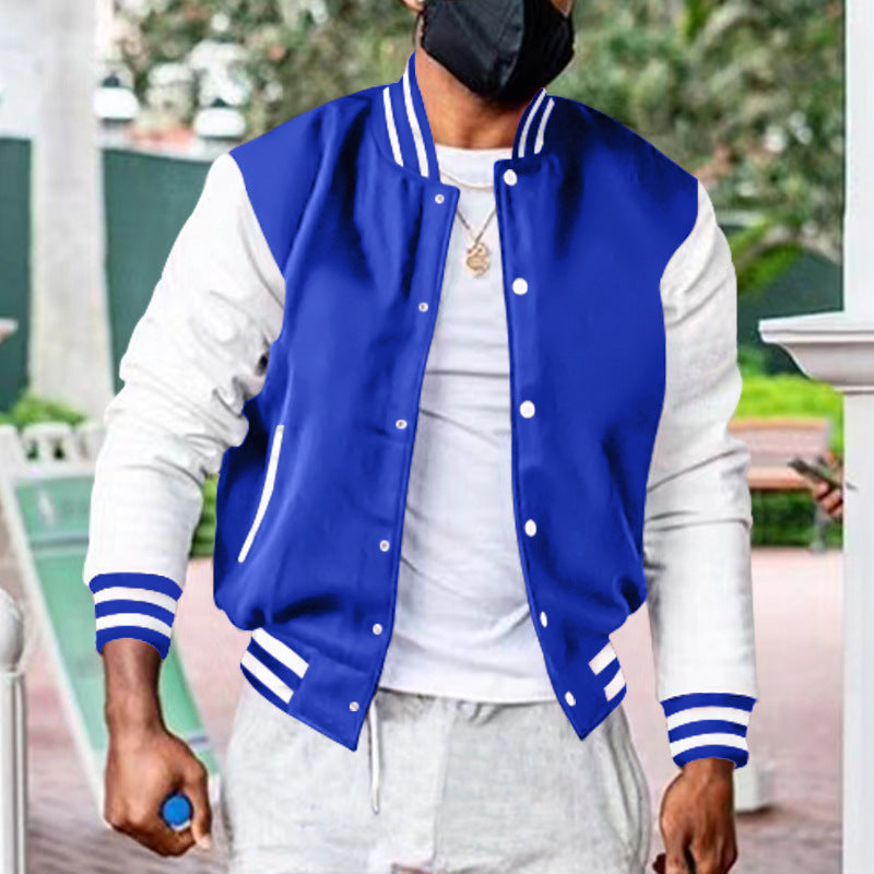 Men's classic college jacket in baseball style with contrasting sleeves and ribbed cuffs StylebySassy