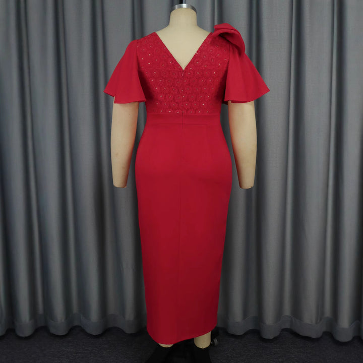 Women Elegant Maxi Dress with Voluminous Sleeves and High-Quality Floral Application StylebySassy