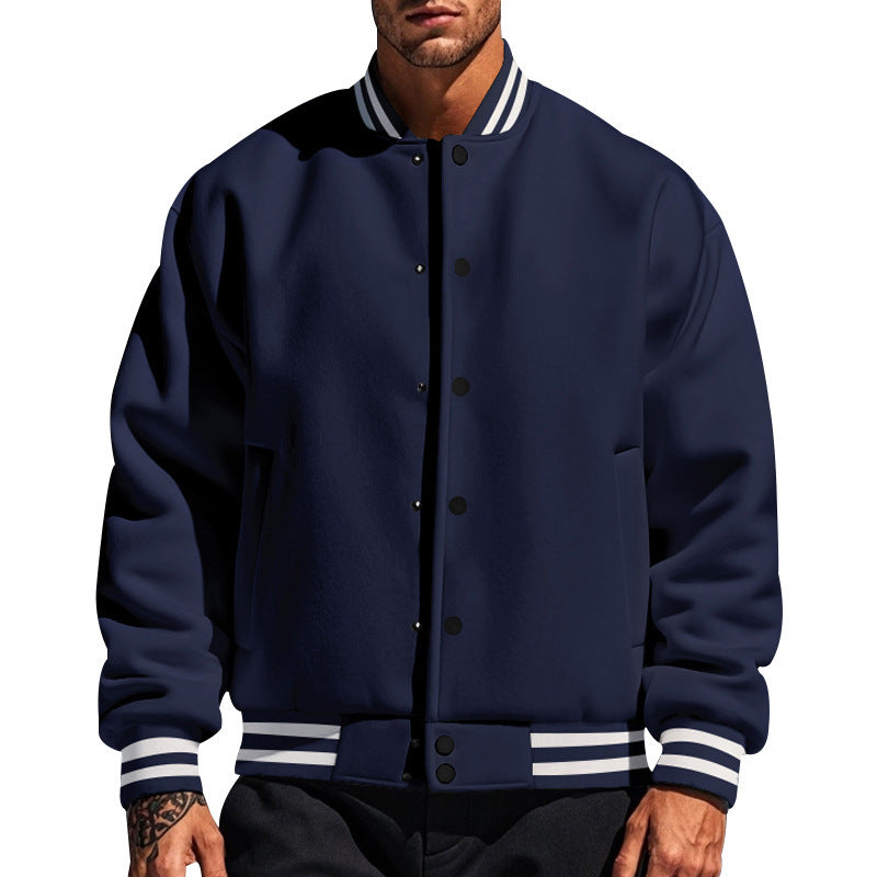 Men's nan college cardigan in retro look with ribbed collar, snap button closure and side pockets StylebySassy