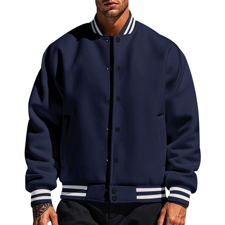 Men's nan college cardigan in retro look with ribbed collar, snap button closure and side pockets StylebySassy