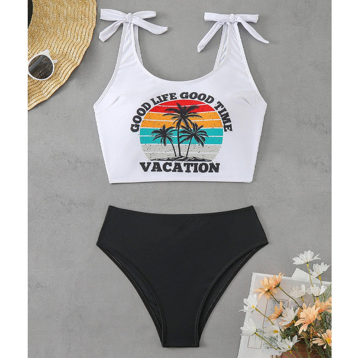 Women’s Crop Top Bikini Set with Graphic Print StylebySassy