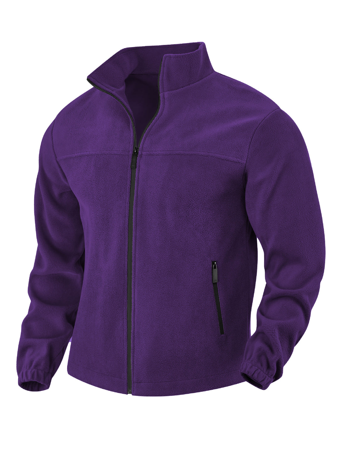 Men's fleece jacket with zipper, stand-up collar and zip pockets StylebySassy