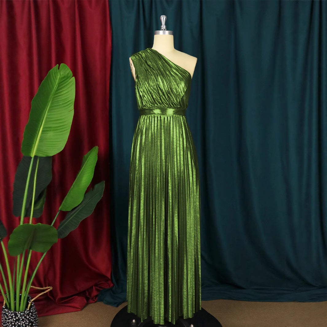 Ladies pleated evening dress with shimmering top StylebySassy