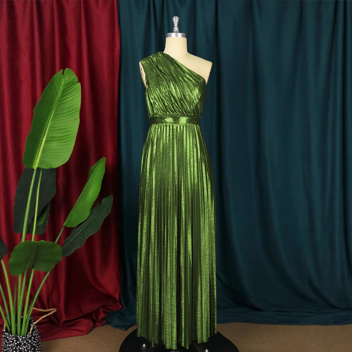 Ladies pleated evening dress with shimmering top StylebySassy