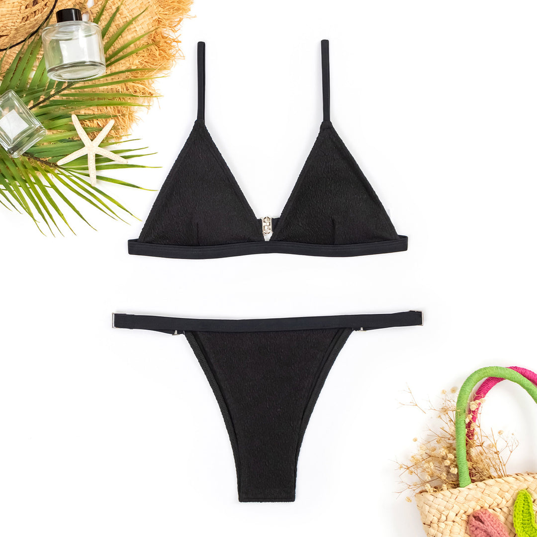 Women Triangle Bikini with elegant texture and adjustable straps StylebySassy