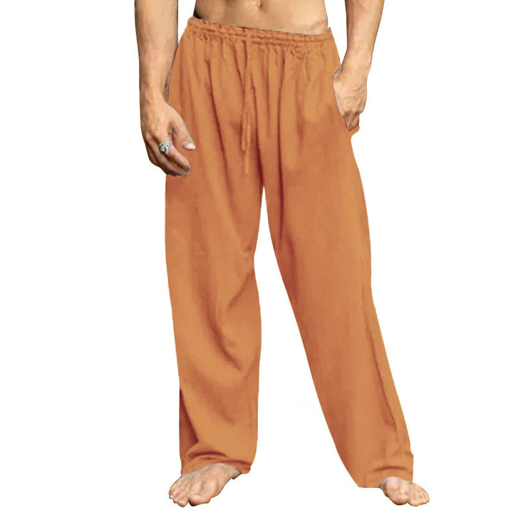 Men's relaxed trousers with wide leg elastic drawstring waistband and side pockets StylebySassy