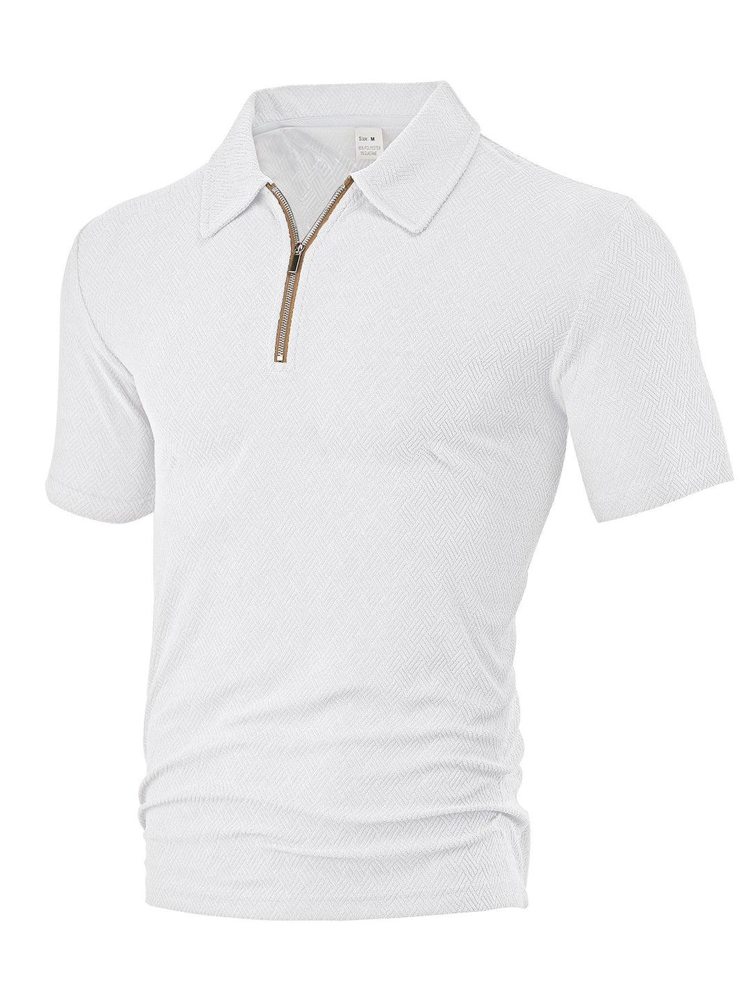 Men's slim fit half-zip polo with fine herringbone jacquard structure StylebySassy