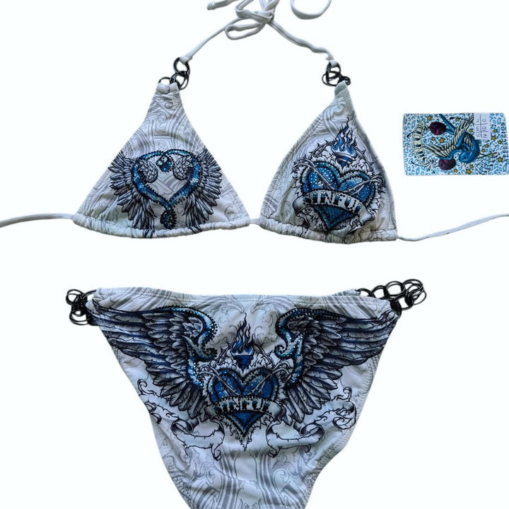 Women's triangle bikini with elaborate graphic design and stylish details StylebySassy