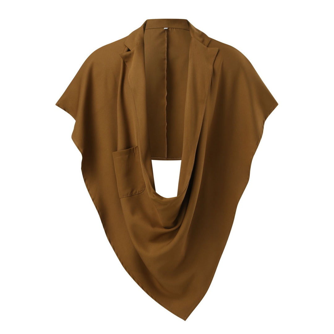 Women's Cape Blazer with shawl collar, open front, patch pocket, and pointed hem StylebySassy
