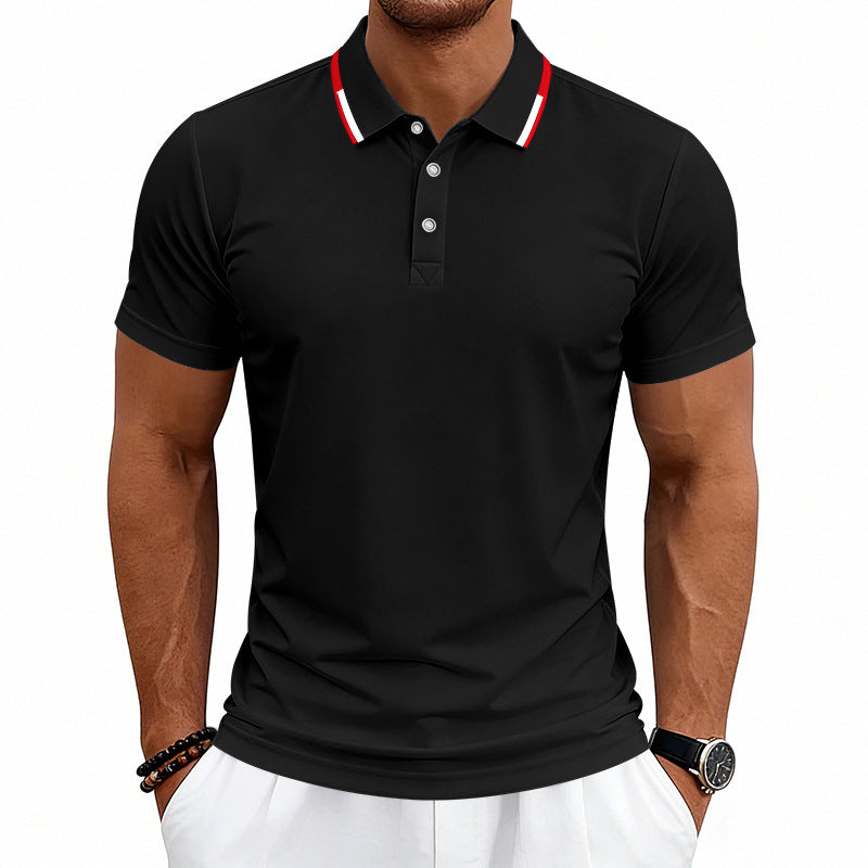 Men's tailored short-sleeve polo shirt with contrast collar made of breathable piqué StylebySassy