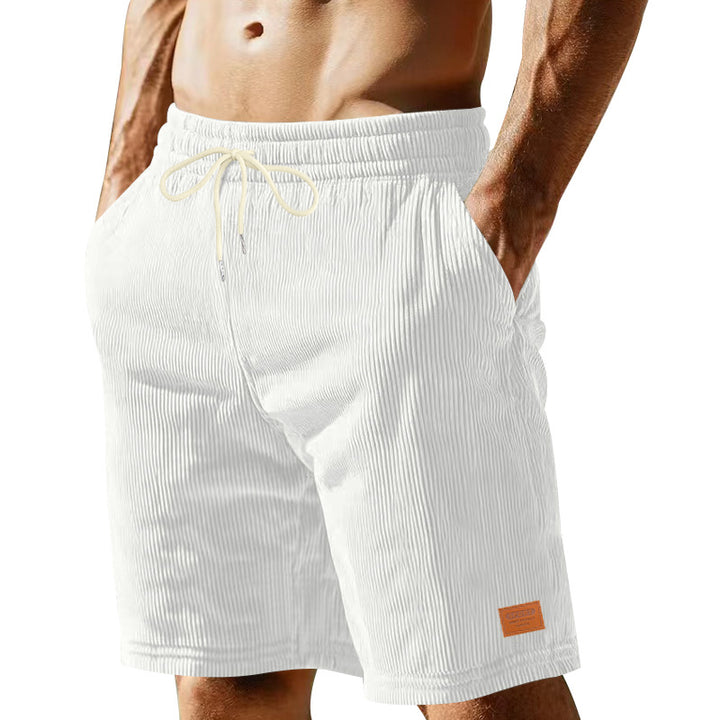 Men's casual Bermuda shorts made of finely structured cotton blend with elastic waistband and drawstring StylebySassy