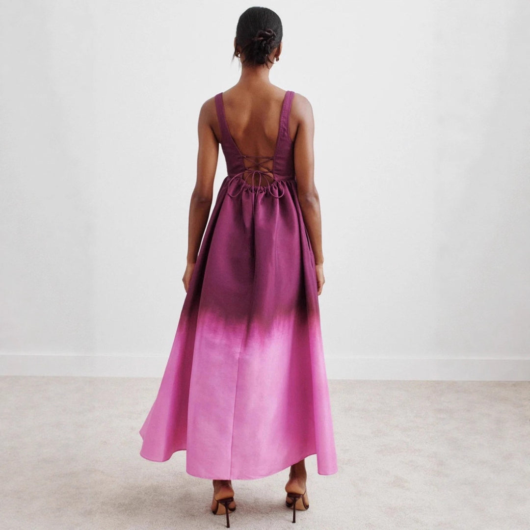 Women’s shaping bustier maxi dress with empire seam and voluminous flared skirt StylebySassy