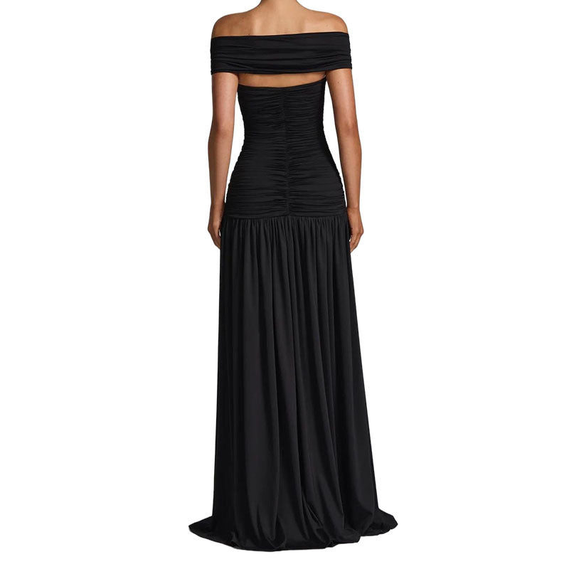 Women Elegant Off-Shoulder Maxi Dress with Practical Cut-Out StylebySassy