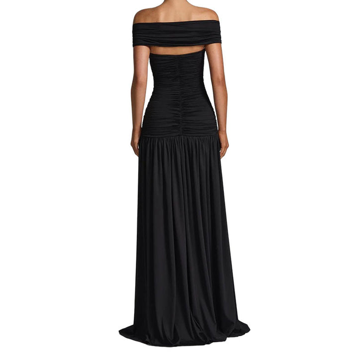 Women Elegant Off-Shoulder Maxi Dress with Practical Cut-Out StylebySassy